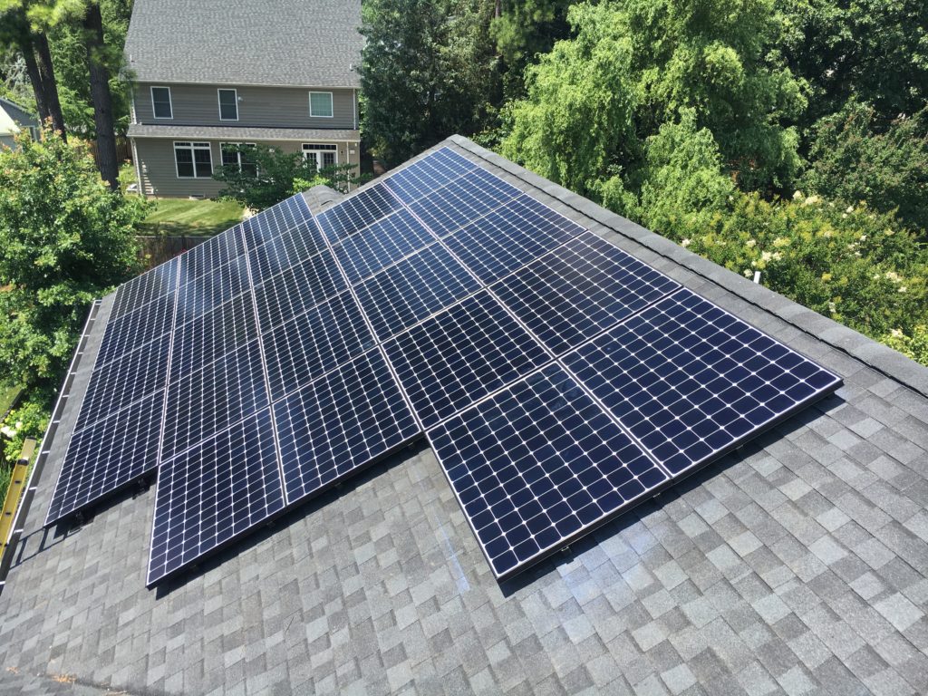 Solar panels on a house roof